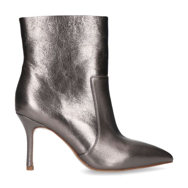 Zilveren metallic enkellaarsjes met hak