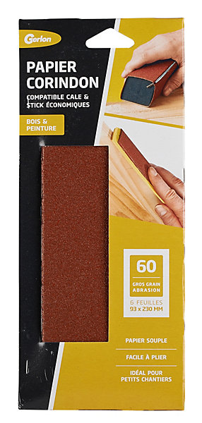 6 feuilles d'abrasif corindon gros grain