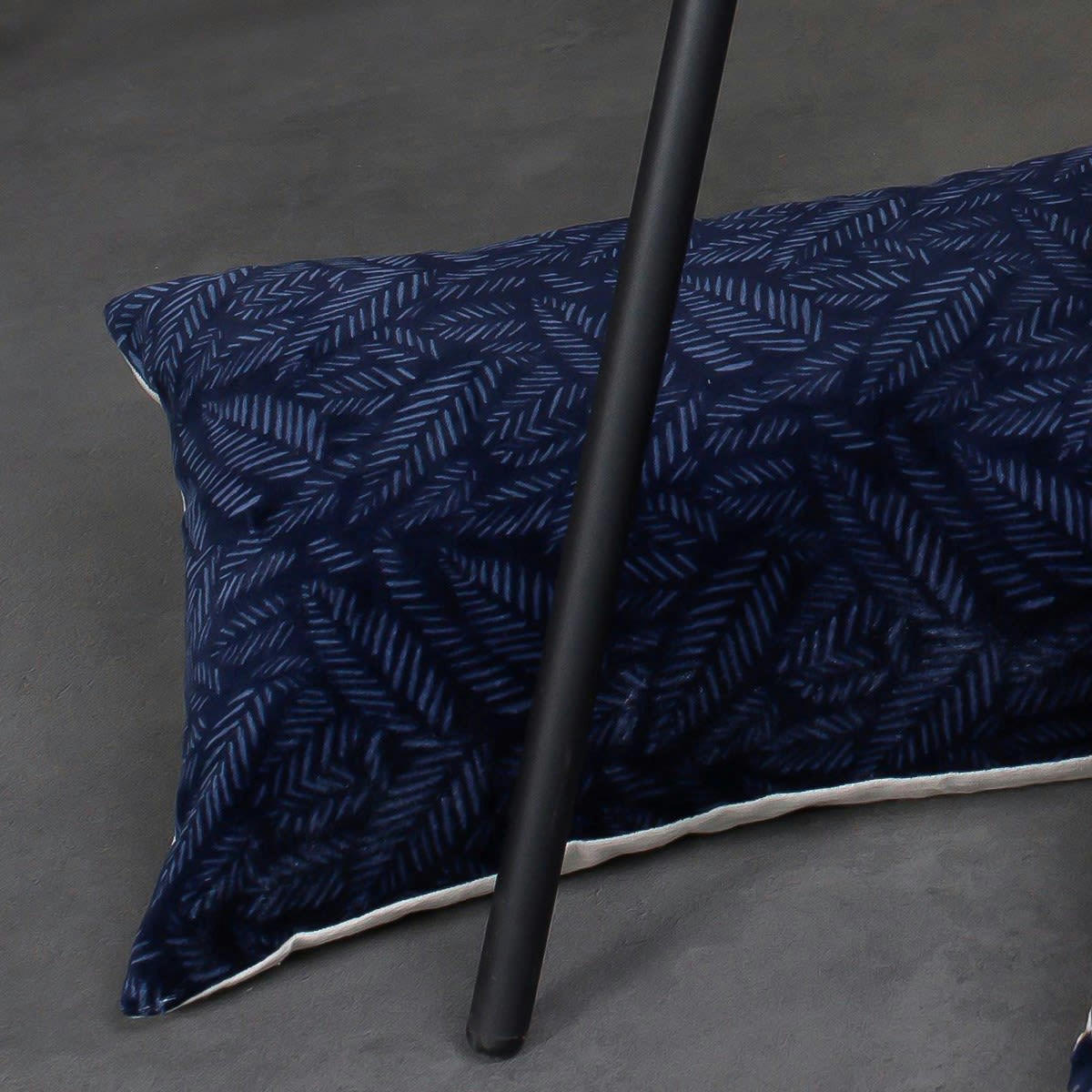 TERANGA INAYA - Coussin déhoussable imprime en Coton Bleu 30x50 cm