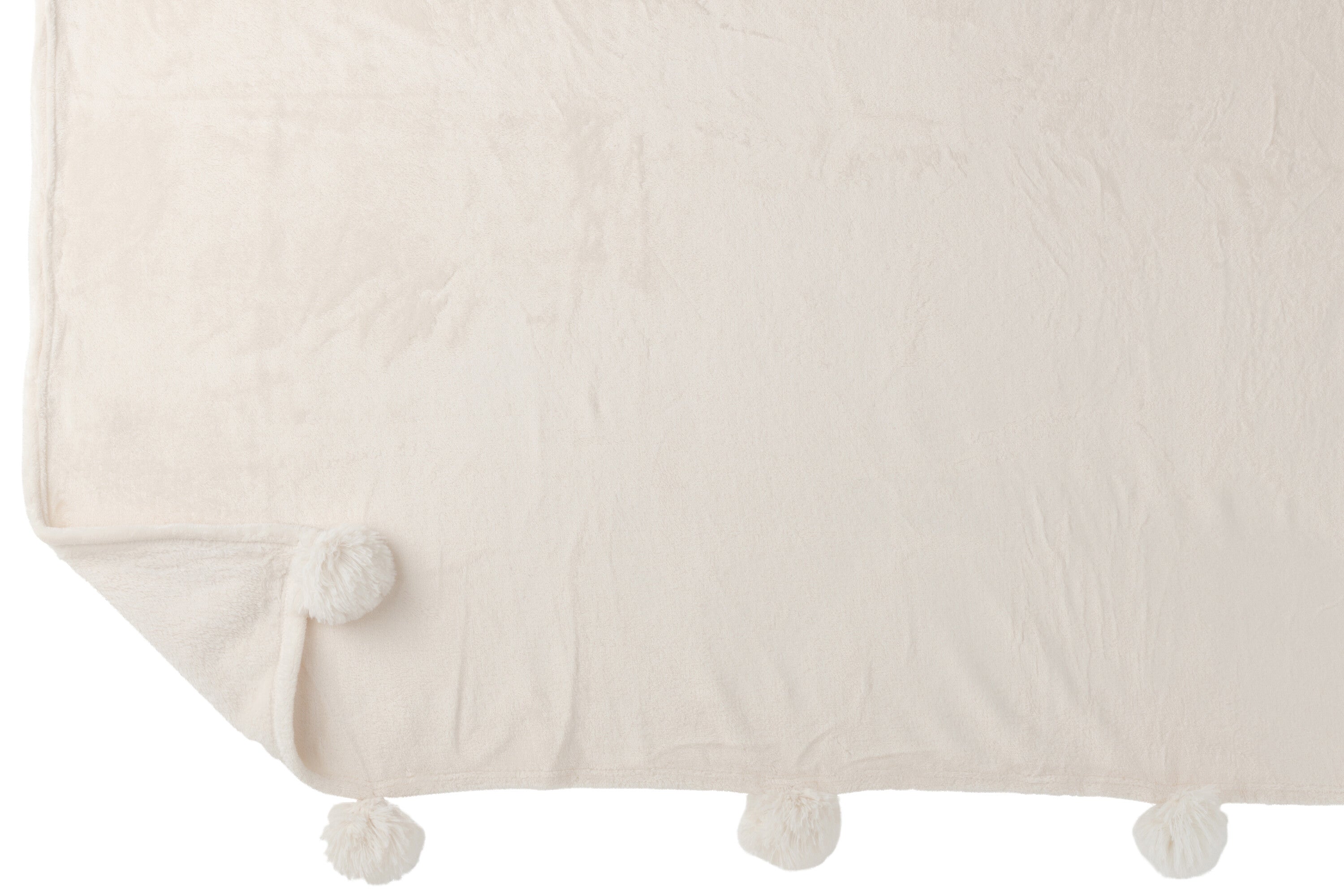 J-Line plaid Pompom - polyester - creme - 170 x 130 cm