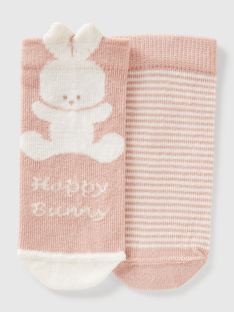 Set of socks with stripes and bunny
