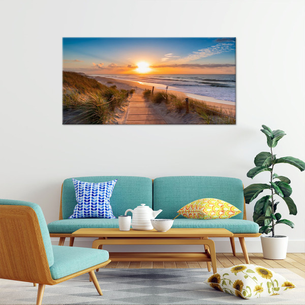Feeby Obraz na płótnie, Zachód Słońca na plaży Pejzaż 80x40