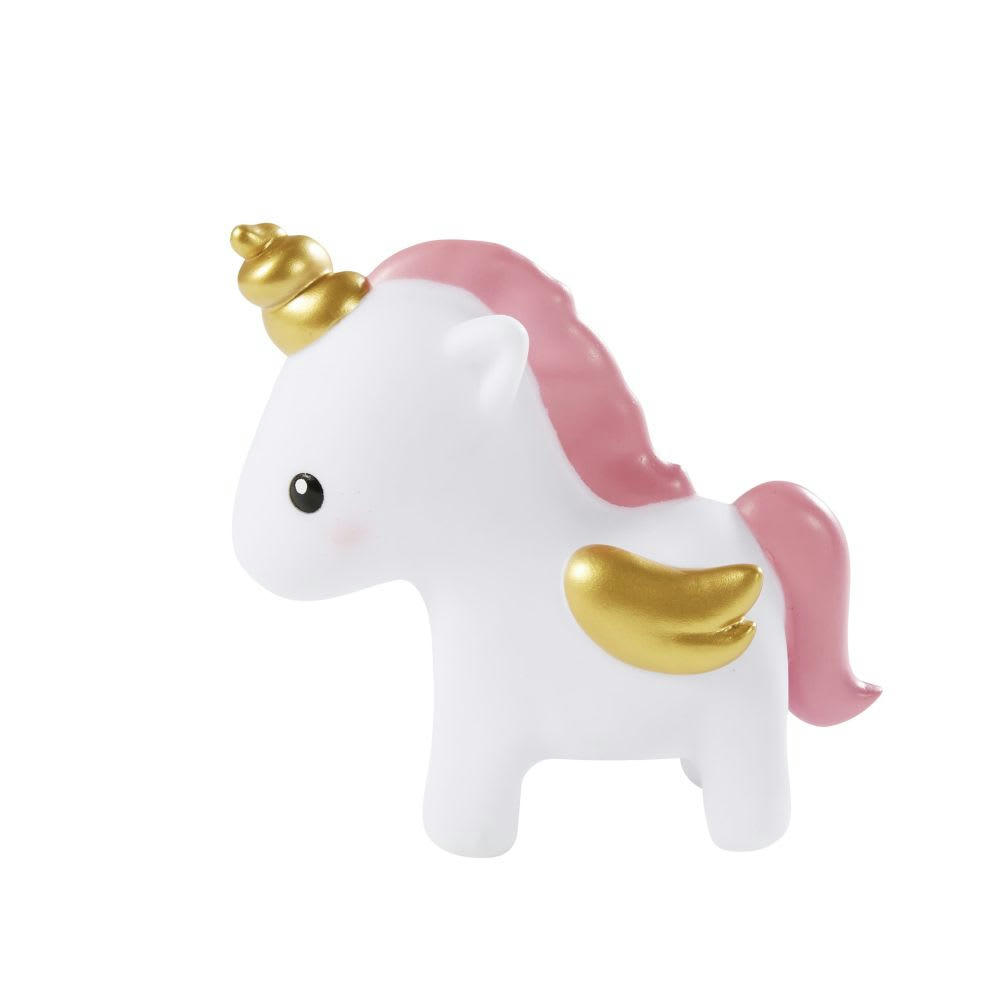 SIMONE - Veilleuse licorne blanche rose et dorée