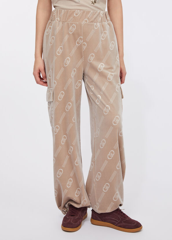Pantaloni jogging in ciniglia con logo