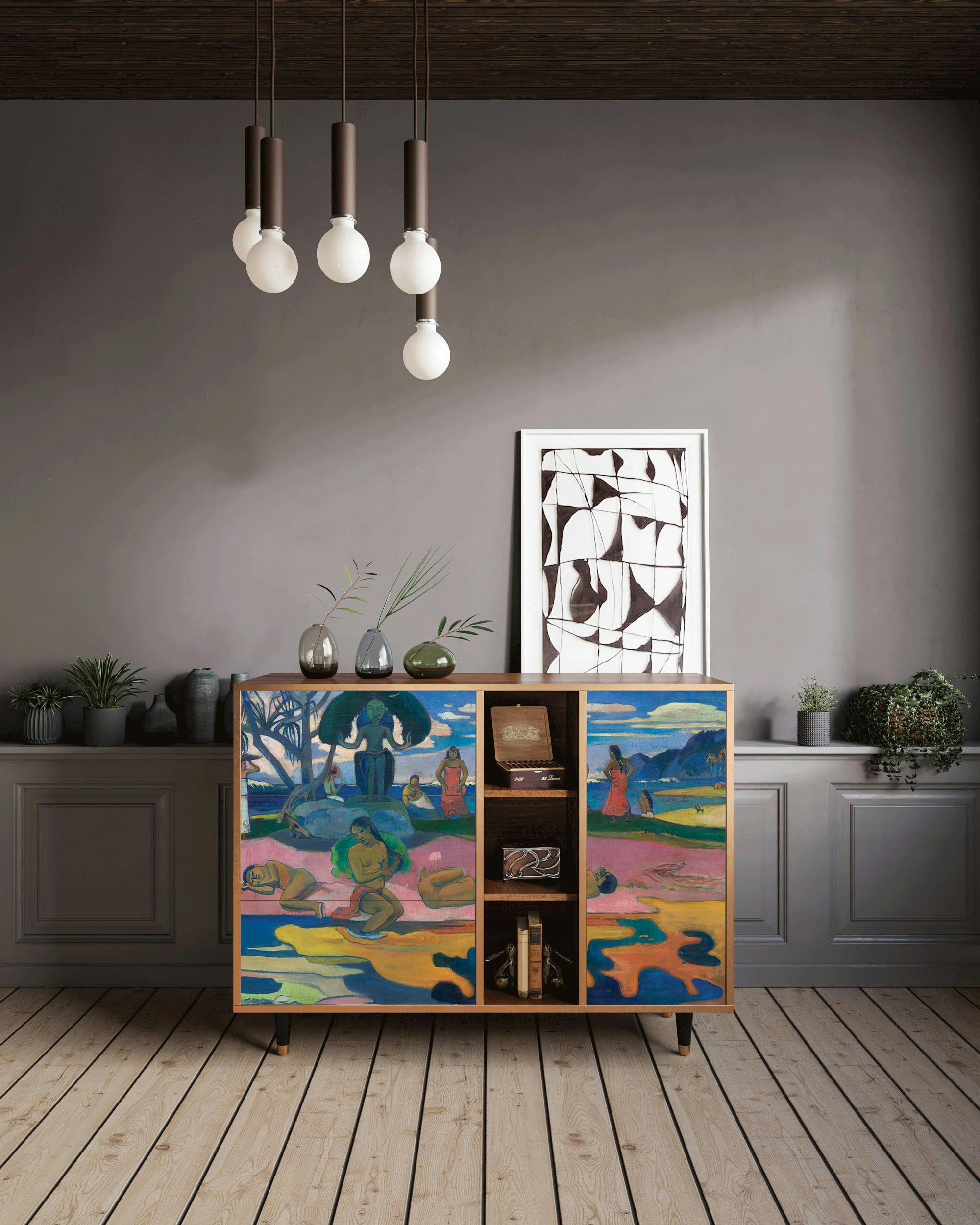 DAY OF THE GOD BY PAUL GAUGUIN - Buffet  multicolore 3 tiroirs et 1 porte L 125 cm