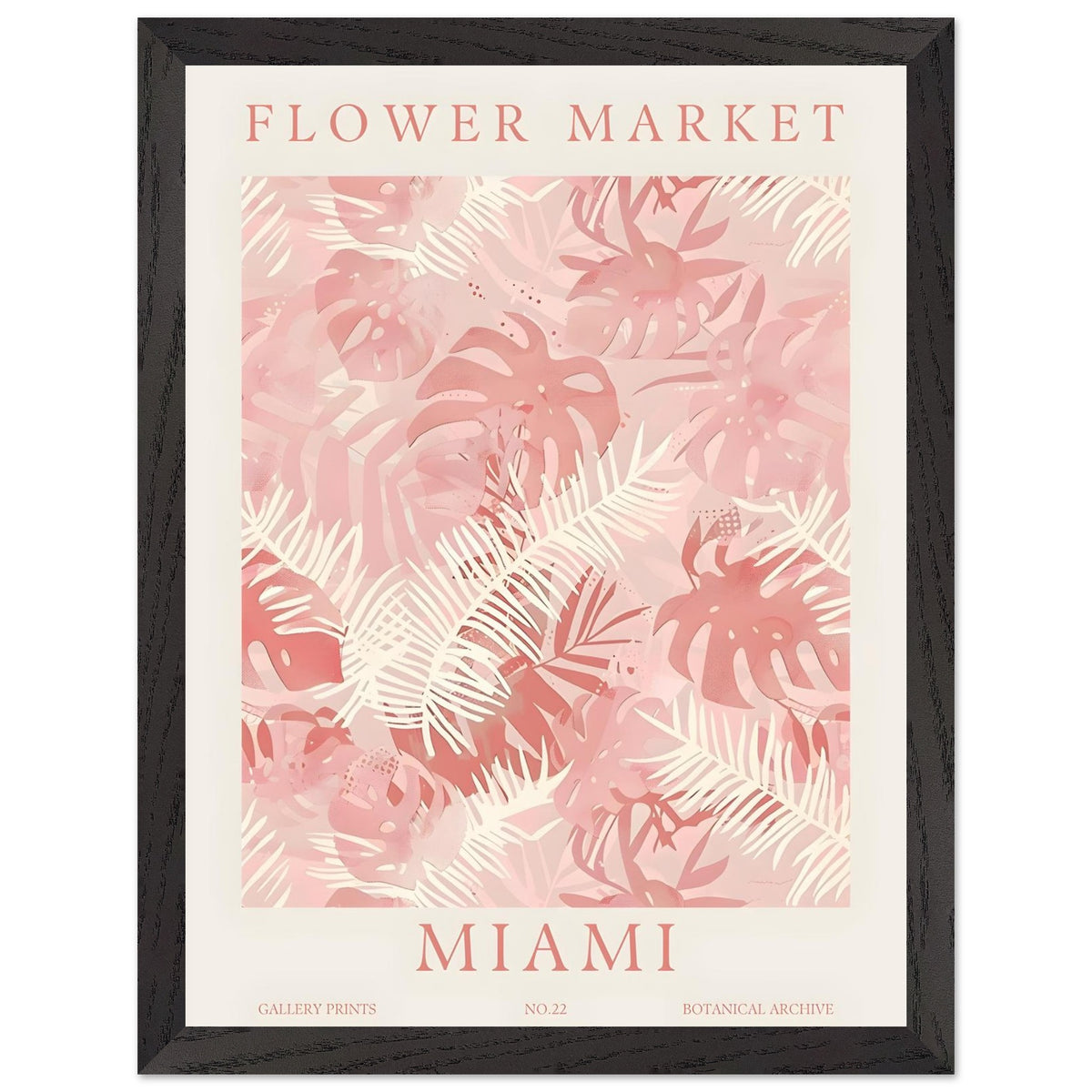 Artfulprints Poster met Lijst Flower market - Miami  - 30x40 cm - Roze