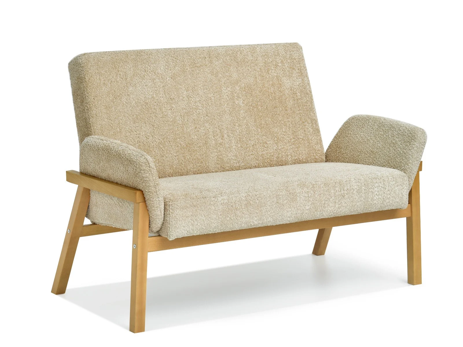 Sofa Lao Beżowy Tkanina, Podstawa Dąb
