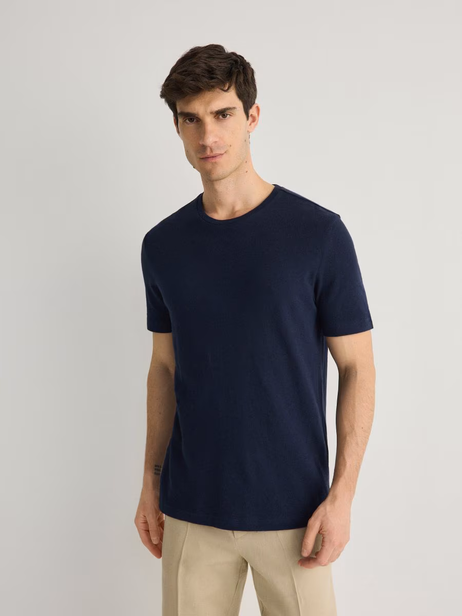 Regular Fit T-Shirt With Linen Blend