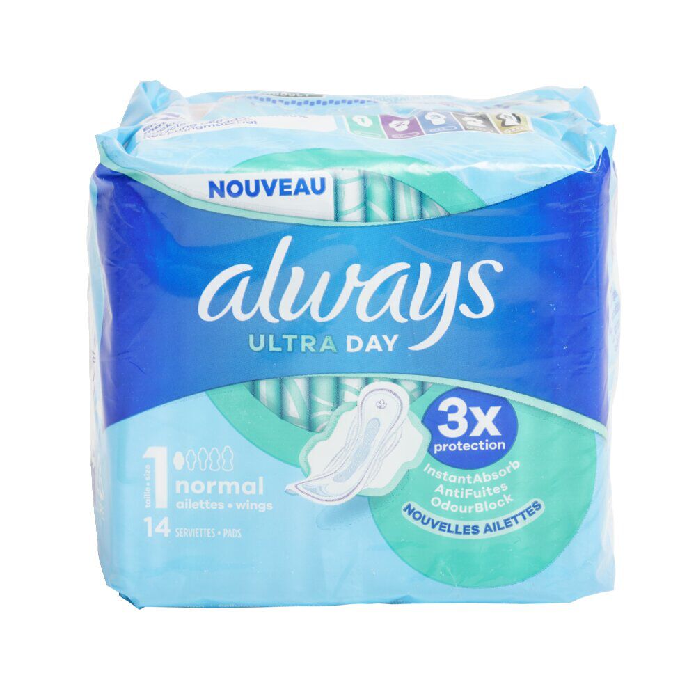 Serviette hygiénique x14 avec ailettes Always ultra normal
