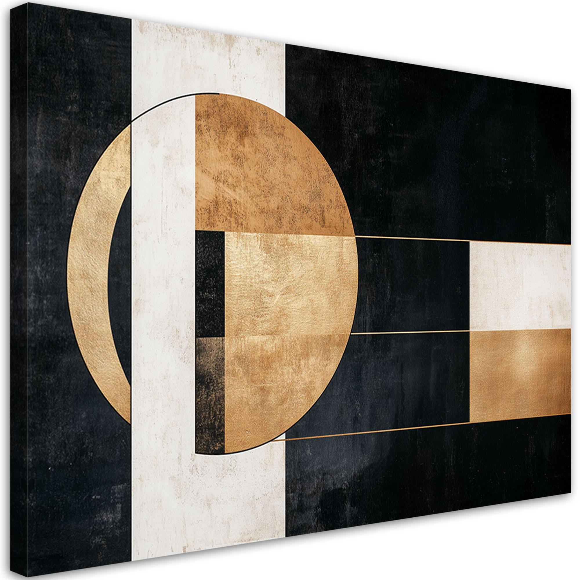 Feeby Obraz na płótnie, Abstrakcja Geometryczna Czarno Zlota 60x40
