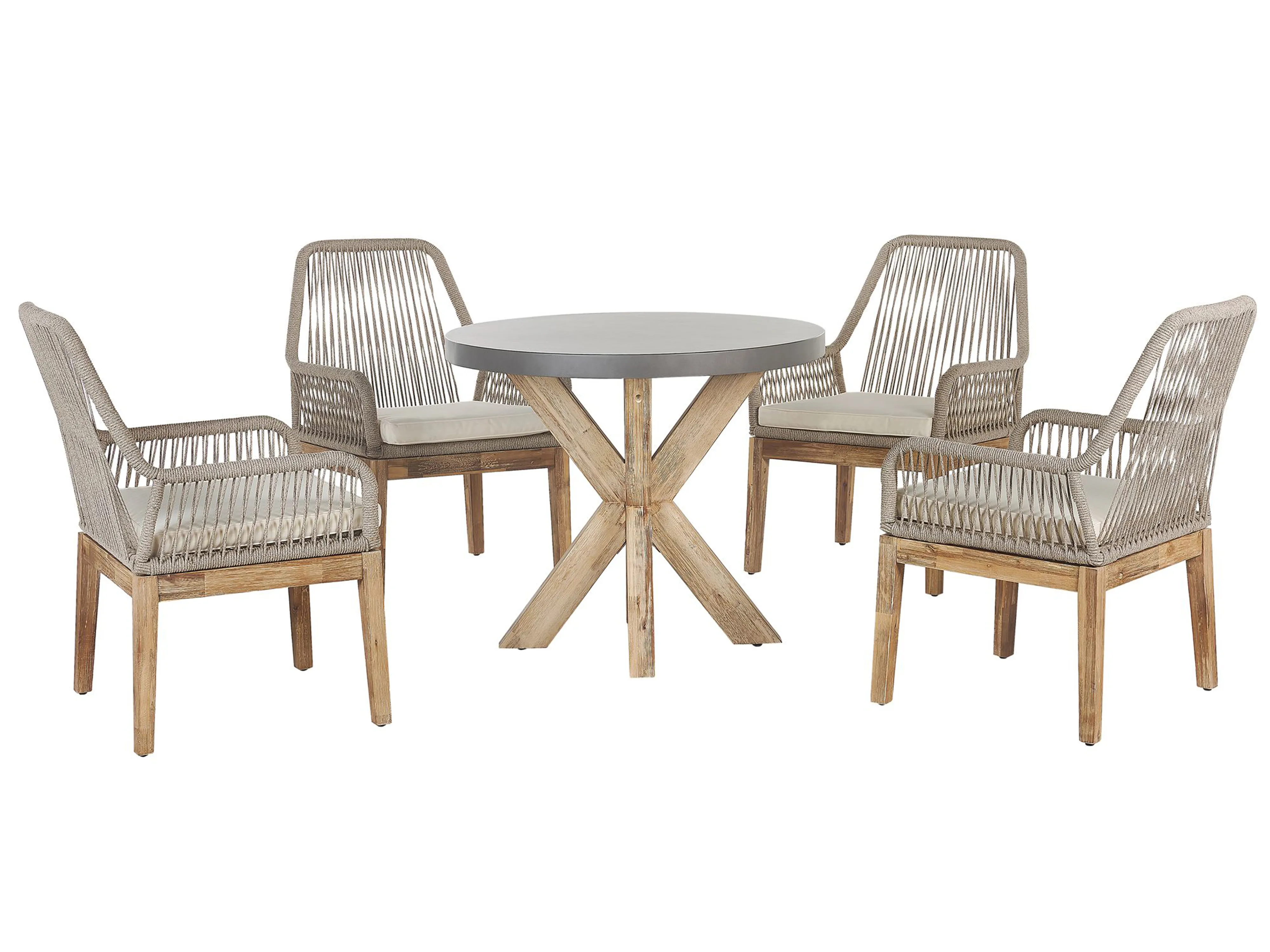 Garden Dining Set 4 Seater OLBIA with Cushions Concrete Beige