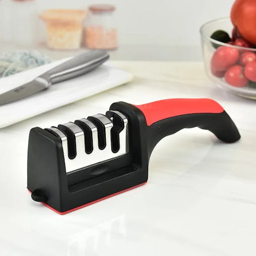 NNEOBA 4-Segment Handheld Knife Sharpener Red Aluminum Alloy