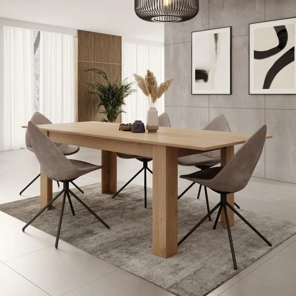 Meubella - Eetkamertafel Uverta - Licht eiken - 220 cm - Uitschuifbaar