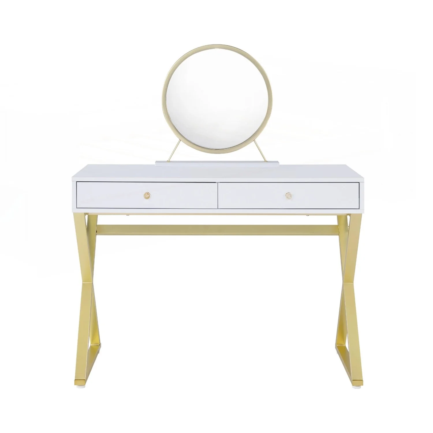 Rectangular Vanity Desk with Mirror and Jewelry Tray