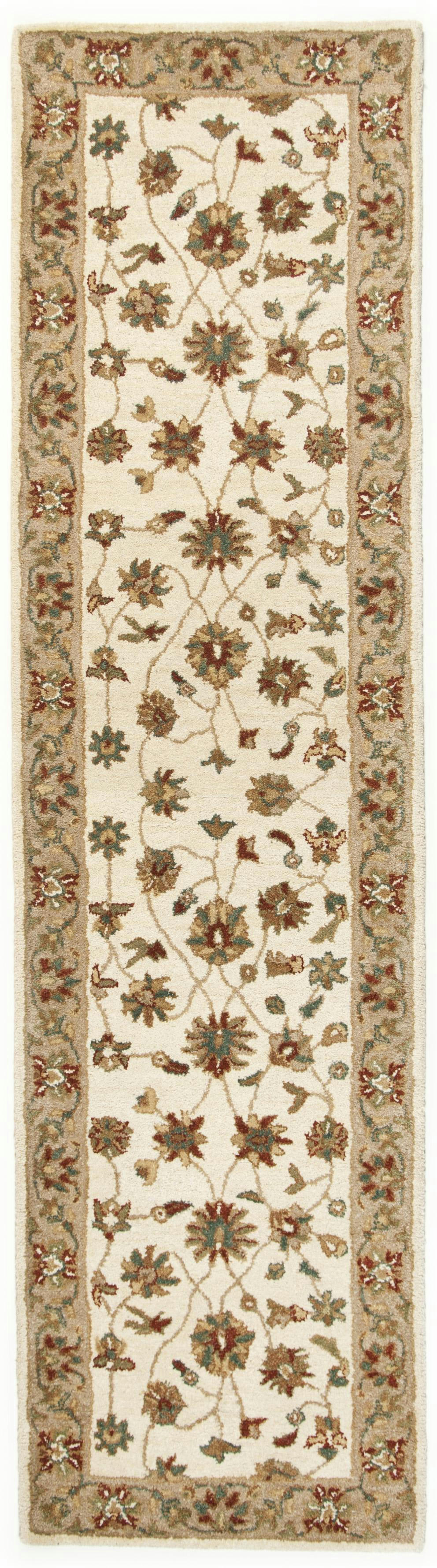 ROYAL ZIEGLER - Tapis floral classique en 100% laine marron crème 70x270 cm