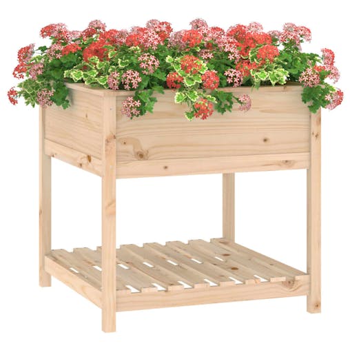 NNEVL Planter with Shelf 82.5x82.5x81 cm Solid Wood Pine
