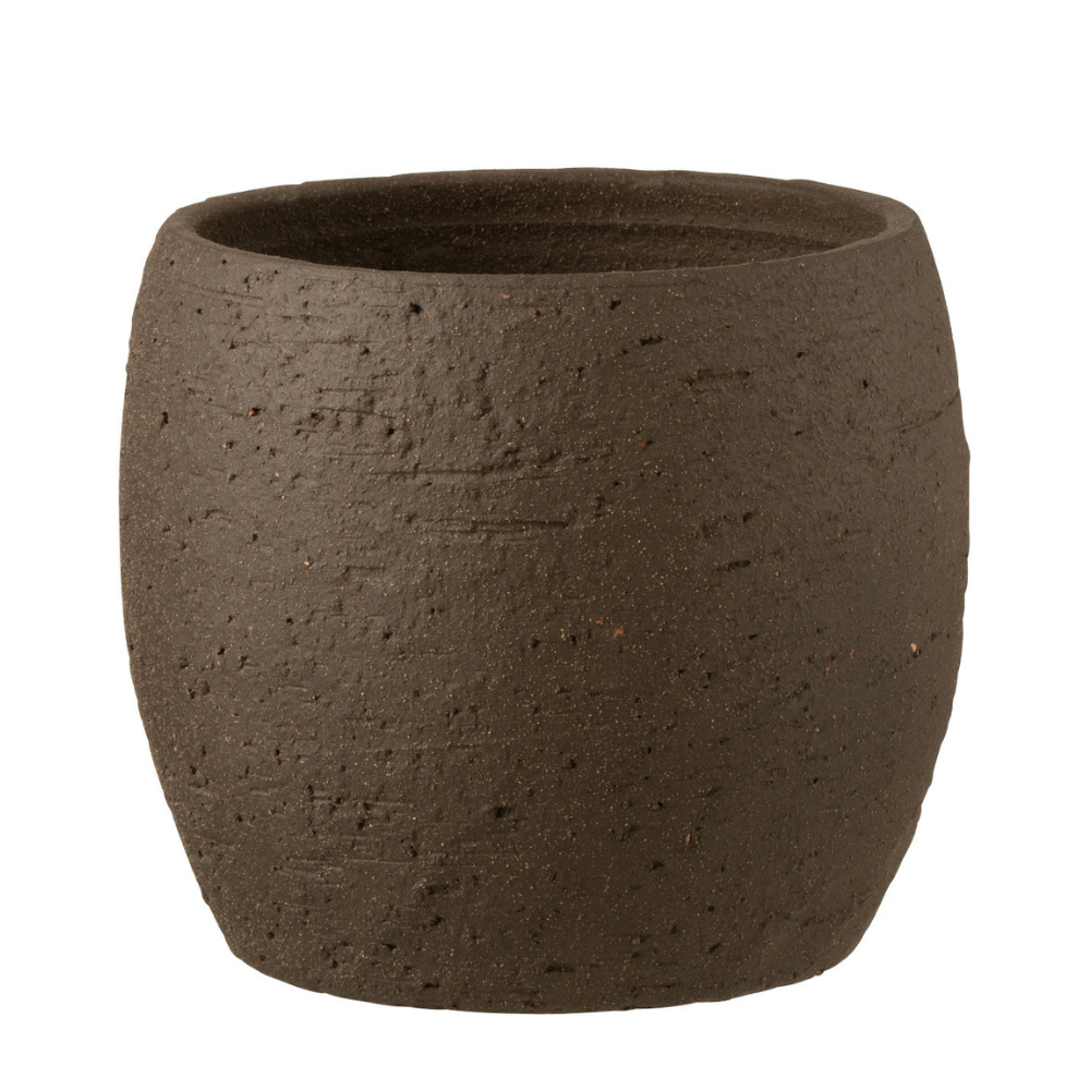 J-Line bloempot Enya - keramiek - bruin - large - Ø 24 cm