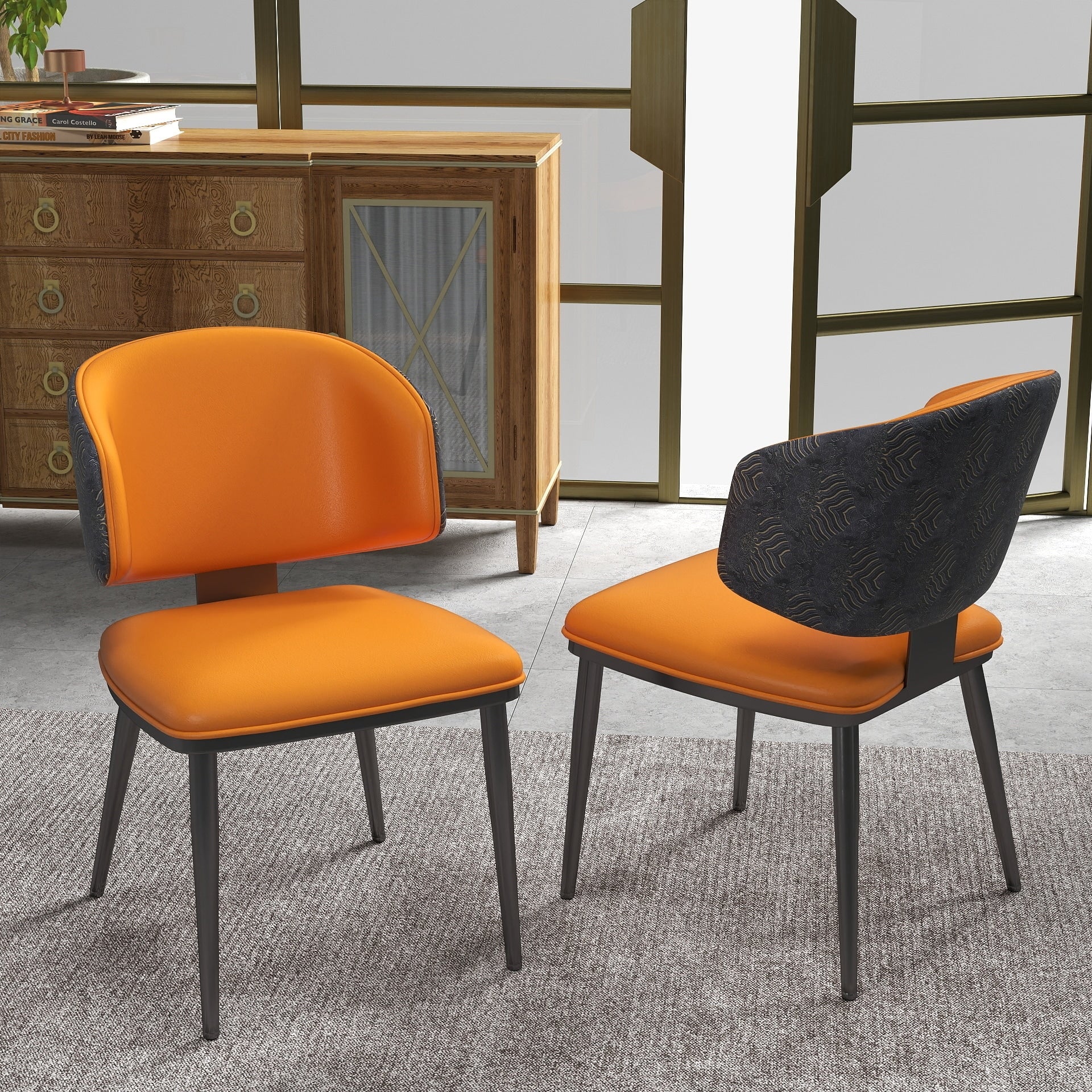 Modern Curved Back Upholstered Side Chair (Set of 2)