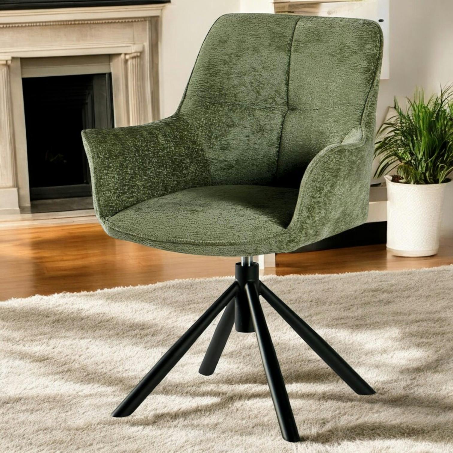 Fauteuil de table pivotant tissu vert (lot de 2) IENA