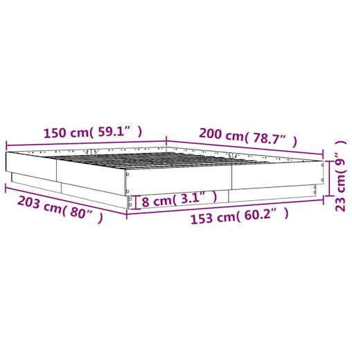NNEVL Bed Frame White 150x200 cm Engineered Wood