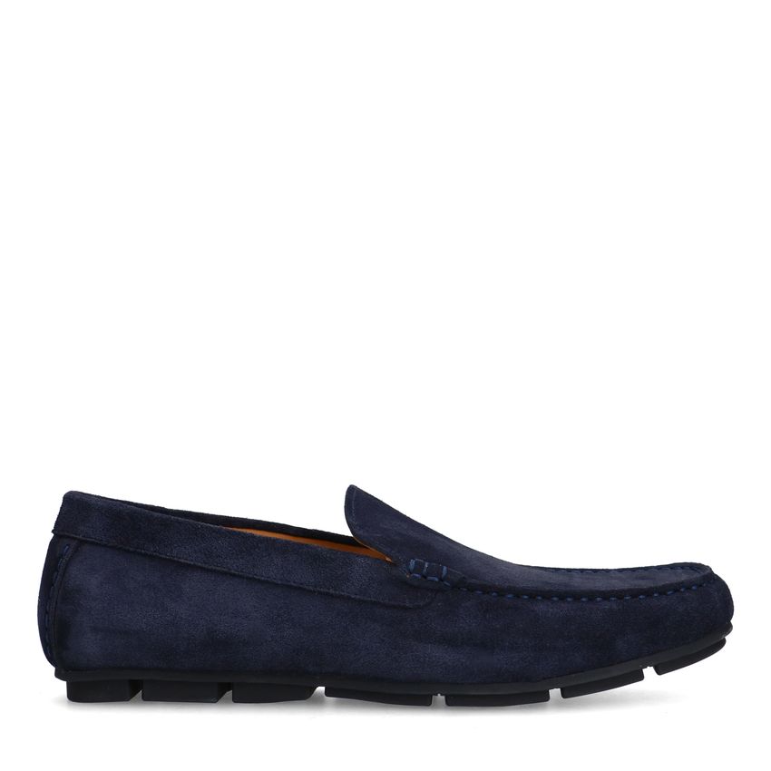 Manfield Donkerblauwe suède loafer