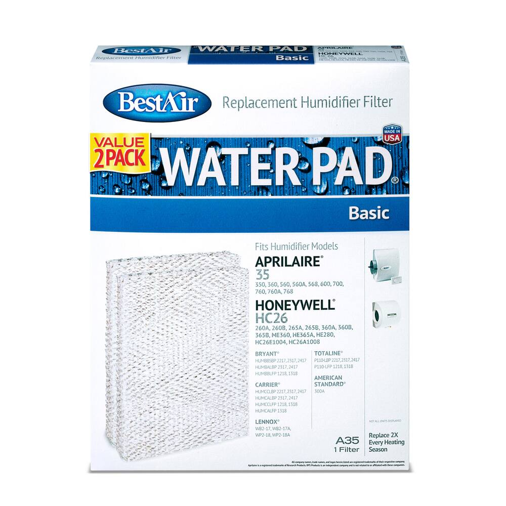 RPS Replacement Humidifier Filter Water Pad for Honeywell HC26/Aprilaire 35, 2-pk