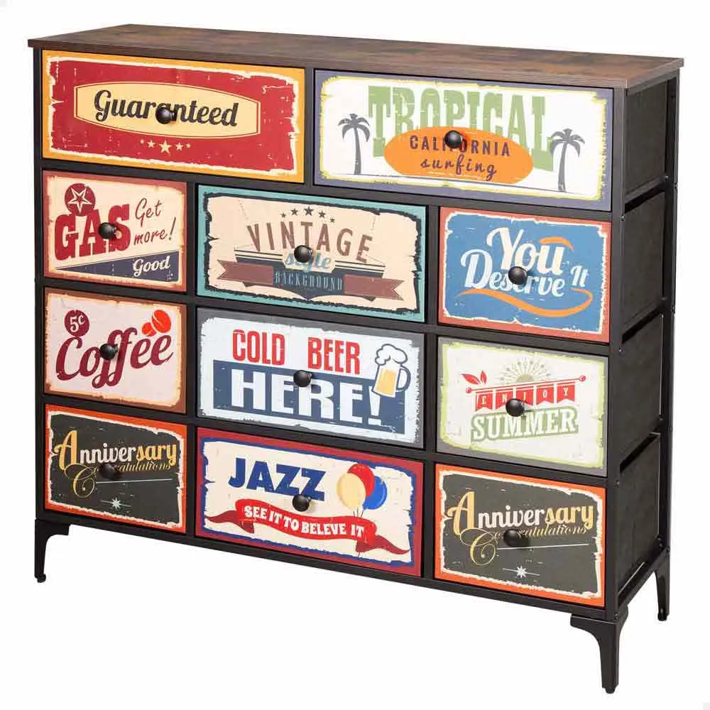 Max Home Vintage-Retro Chest Of Drawers 11 drawers