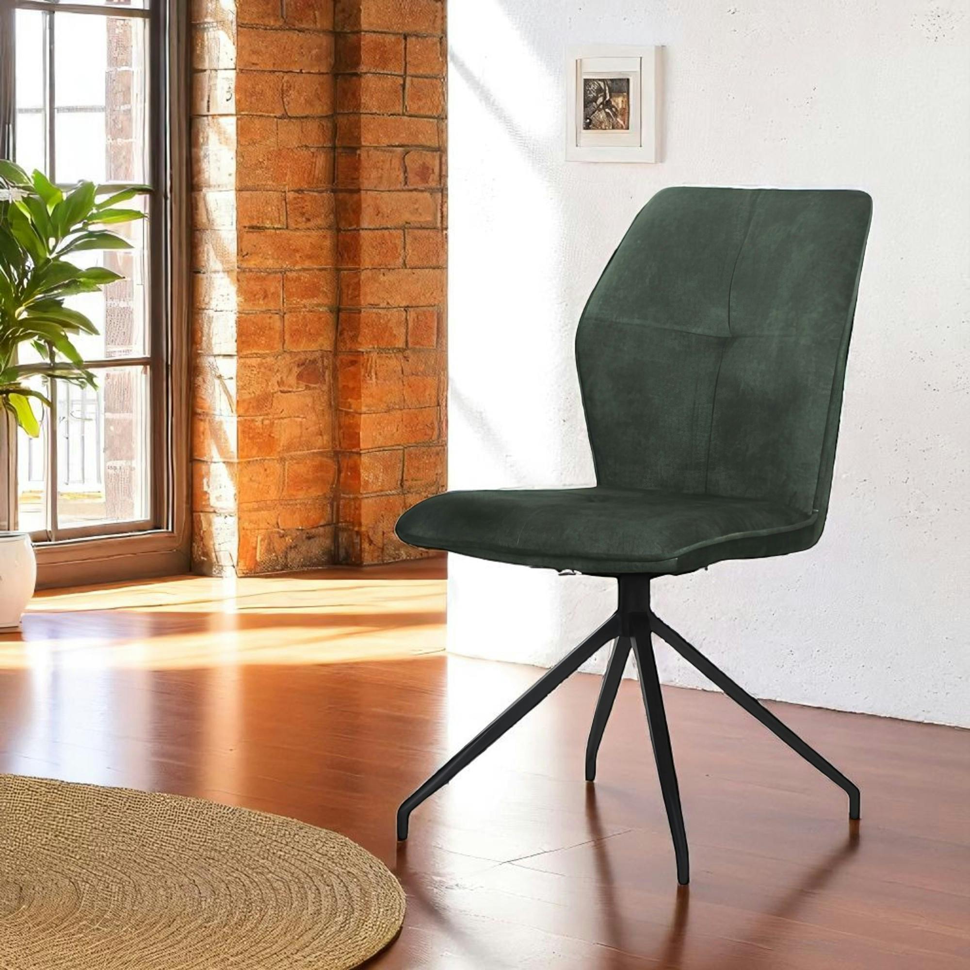 Chaise pivotante vert en velours patiné avec poignée (lot de 2) LOMBARDIE