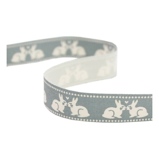 Kissing Bunnies Natural Ribbon 15mm x 5m