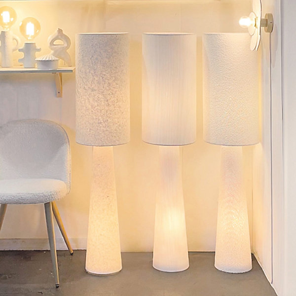 Grande lampe en papier maché (62 cm - Blanc)