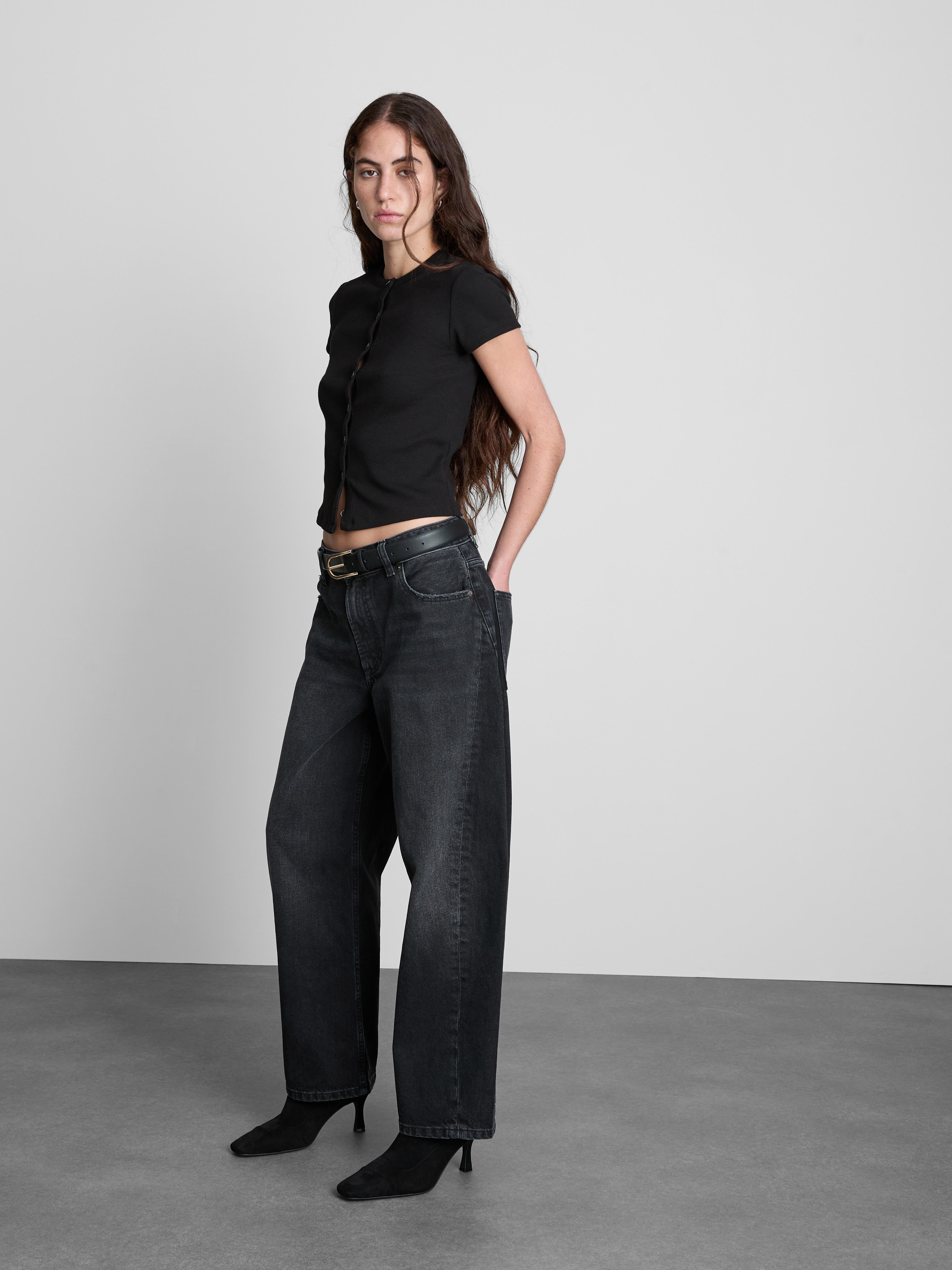 Ribbed Button-Up T-Shirt