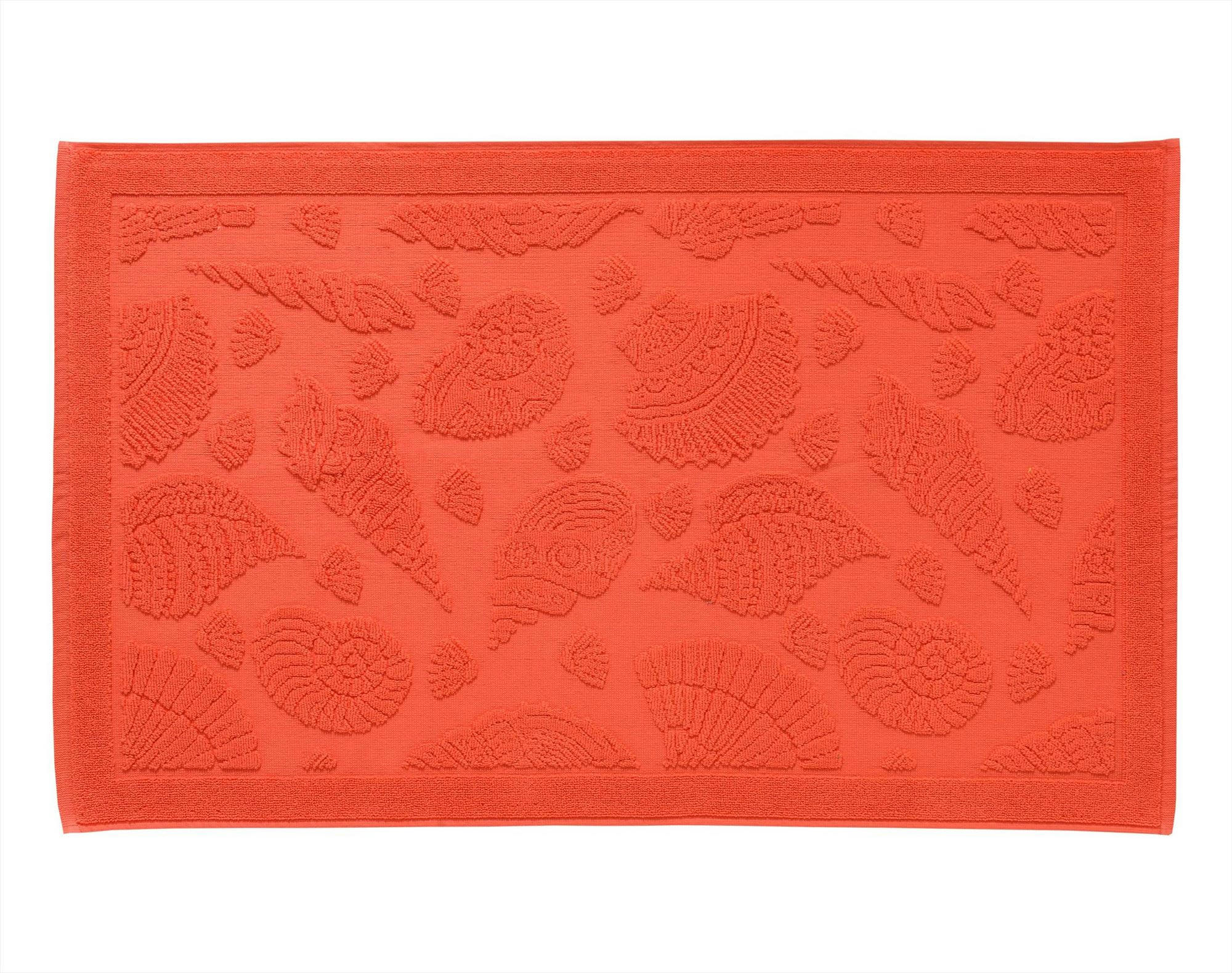 CRUSTACE - Tapis de bain 50x80 orange corail en coton 800 g/m²