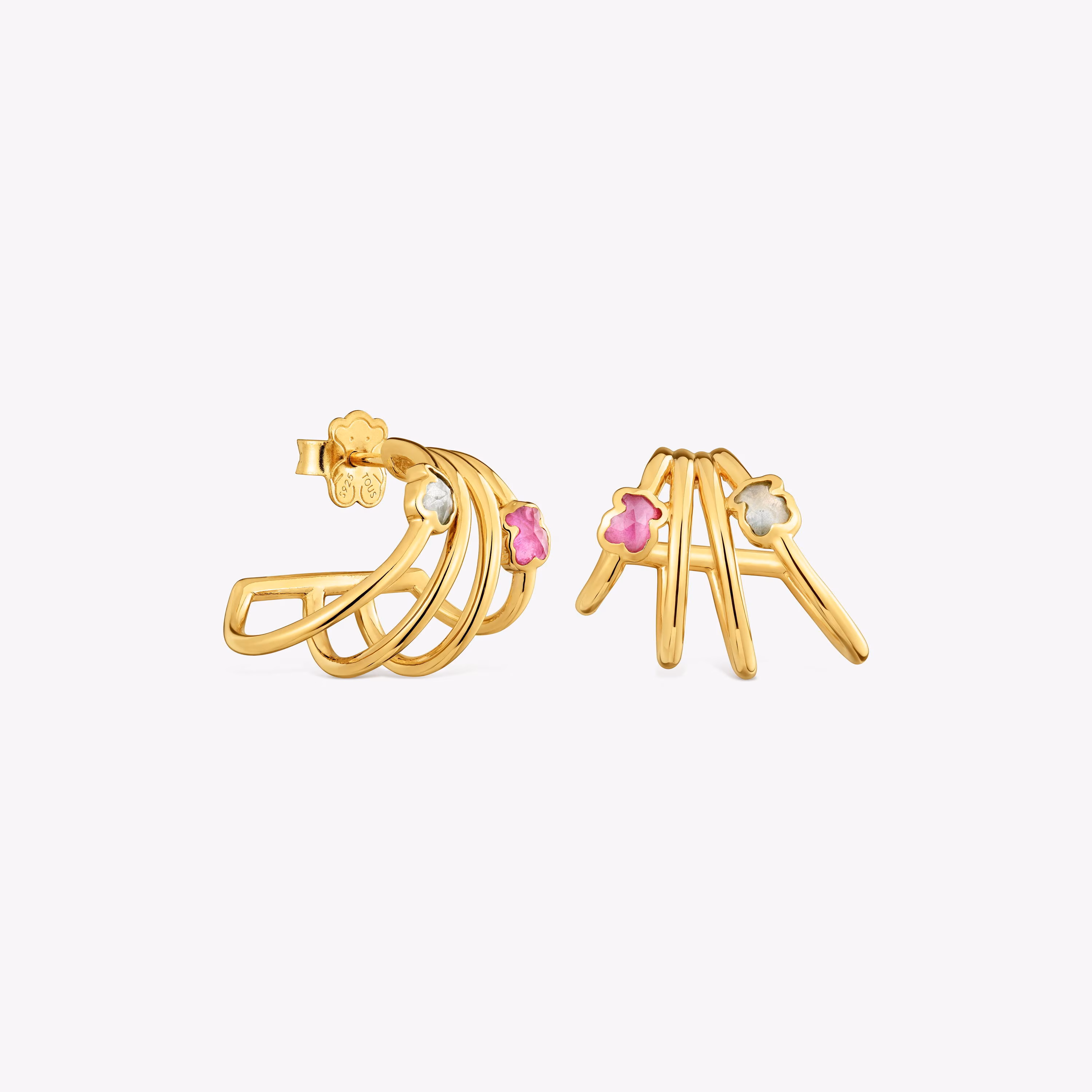 Pendientes aro con baño de oro 18 kt sobre plata y gemas creadas en laboratorio Icon Color LGG