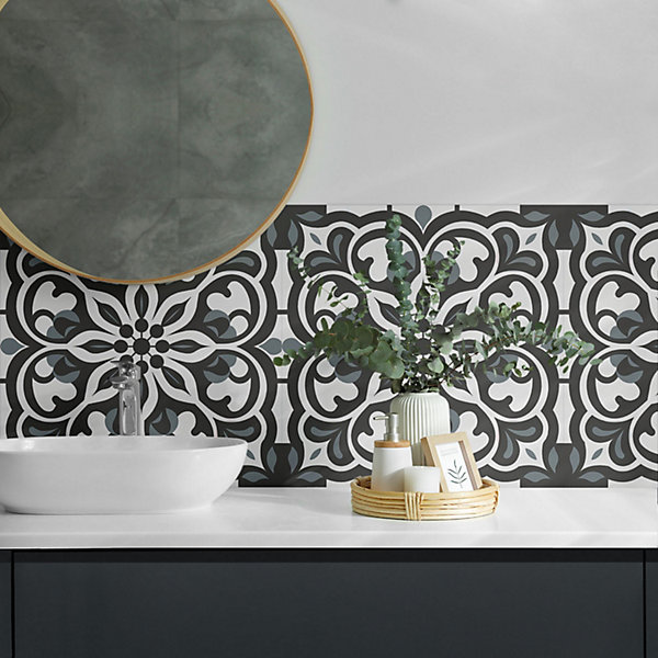 Panneau Décoratif Mural Wallfluent 50x50 cm Motif Floral Orné 4 pièces