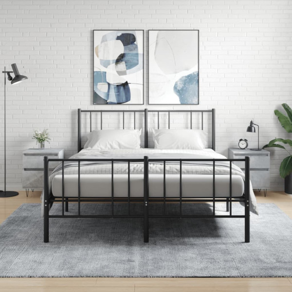 2x Szafka Nocna Stolik Szara z Szufladą z Drzwiami Do Sypialni 40x35x50 cm