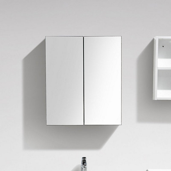 Armoire de toilette bloc-miroir SIENA largeur 60 cm blanc laque