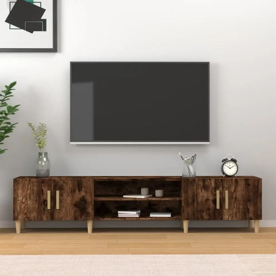 vidaXL - Tv-meubel - Eikenkleurig - Bewerkt hout - 180 x 31.5 x 40 cm