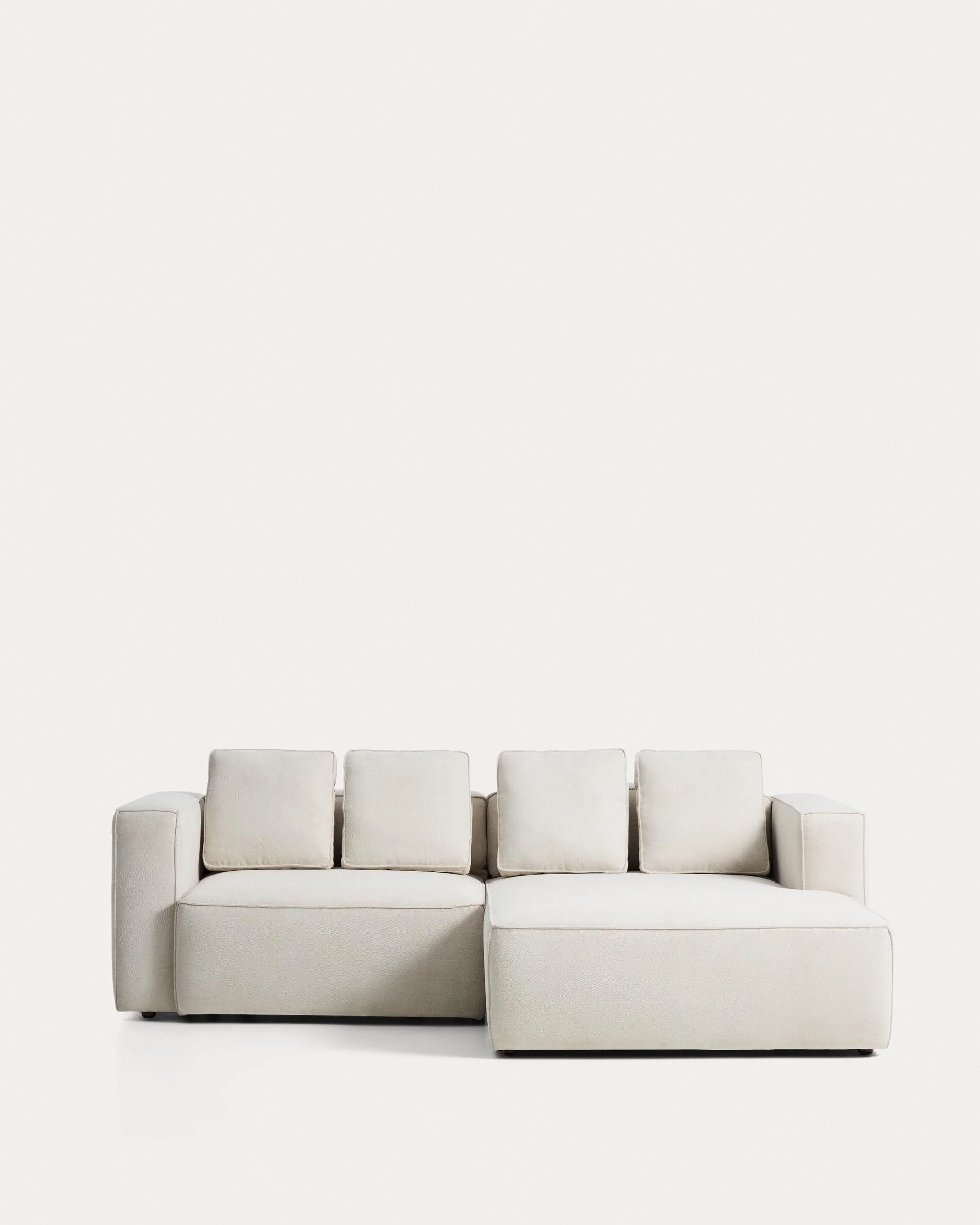 Marela beige chenille 3-seater sofa bed with right chaise longue 236cm FSC Mix Credit