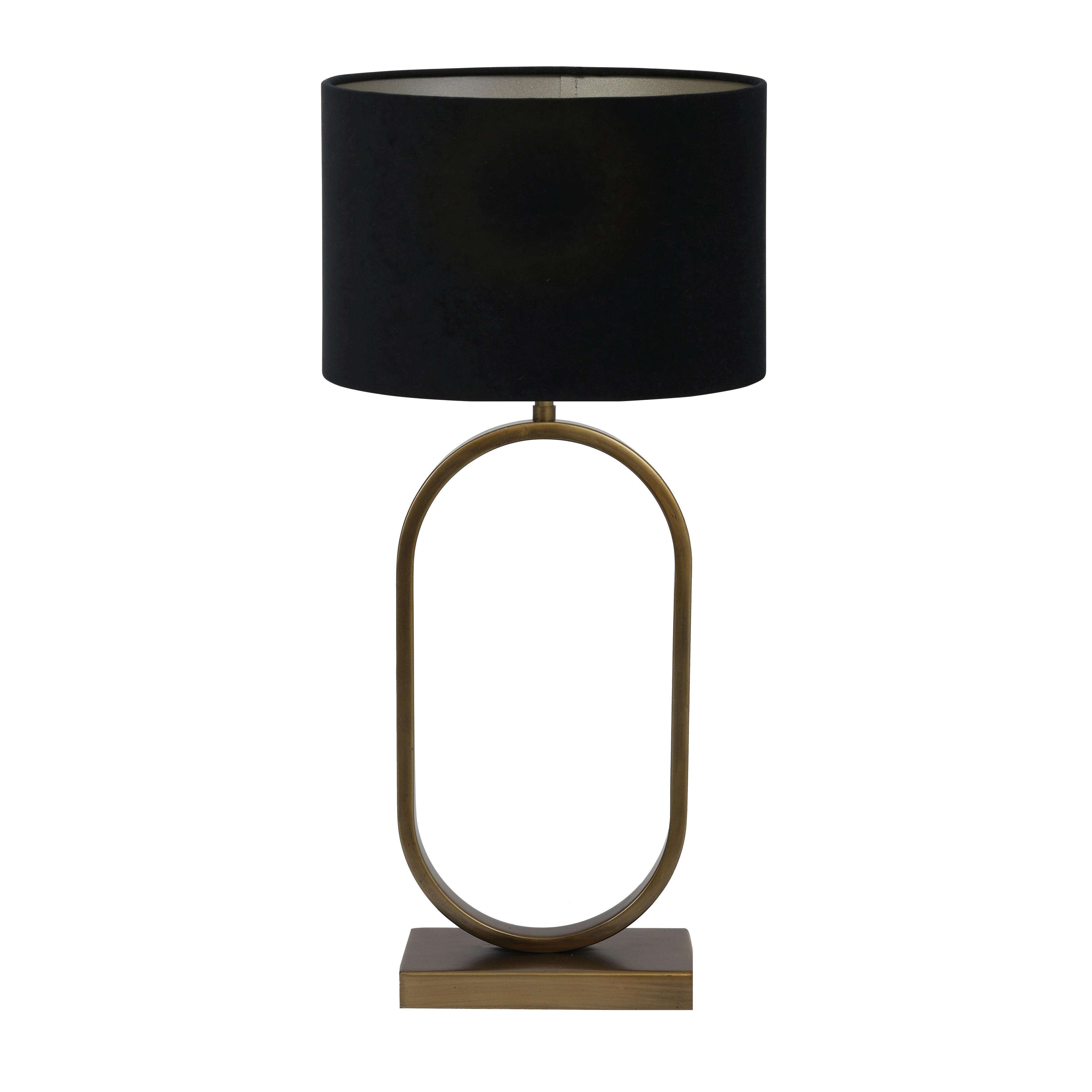 Light & Living tafellamp Jamiri/Velours - ant. brons, zwart - 30x30x67cm