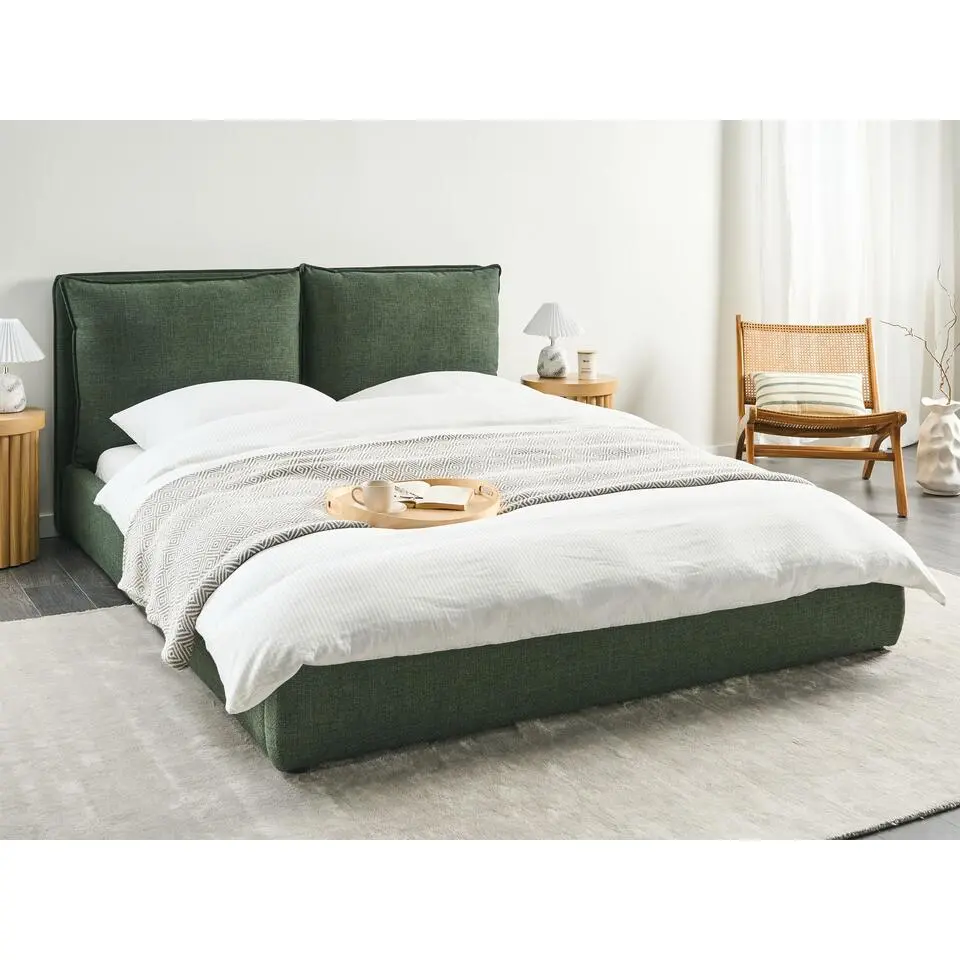 BAJONNA - Tweepersoonsbed - Donkergroen - 160 x 200 cm - Polyester