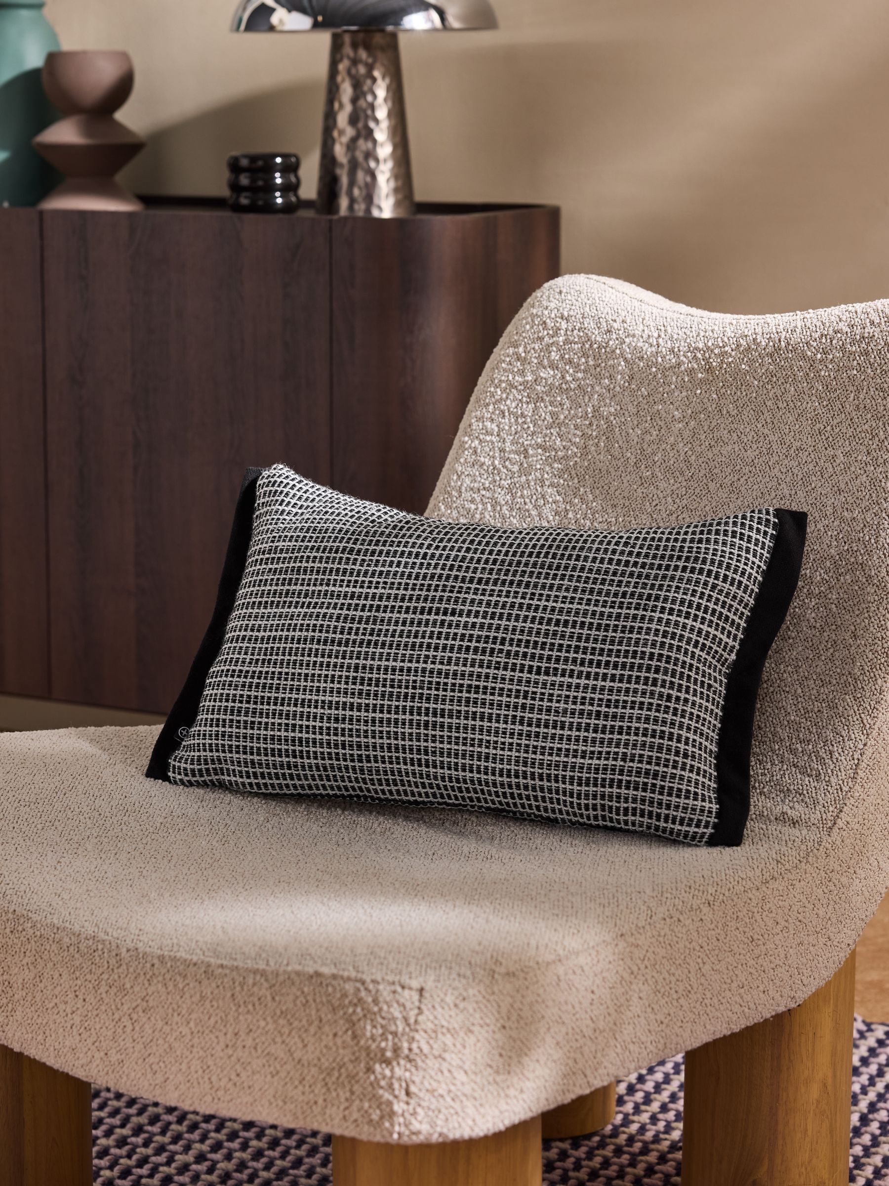 Cady Woven Textured Cushion in Black
