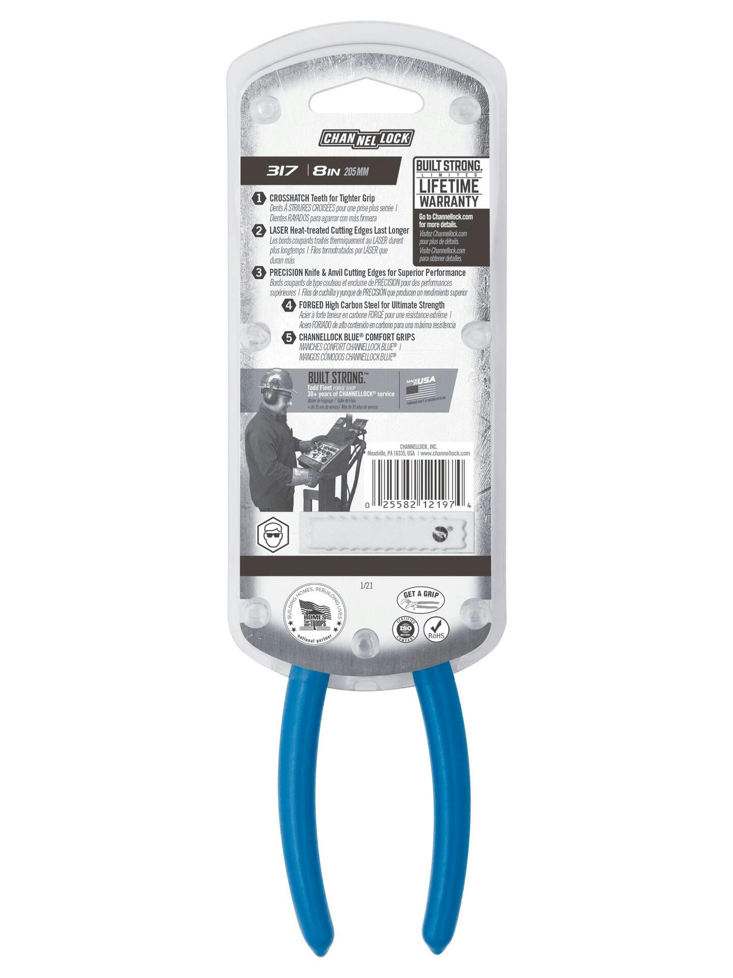 Channellock® 317 Long Nose Pliers with Side Cutter, 8-in