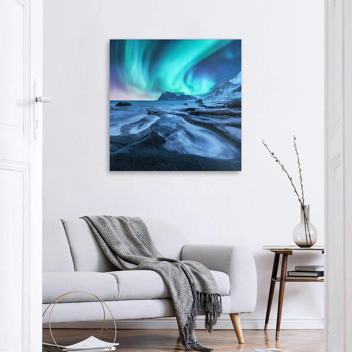 NATURE ÉVASION - Tableau sur toile aurore boréale 65x65 cm