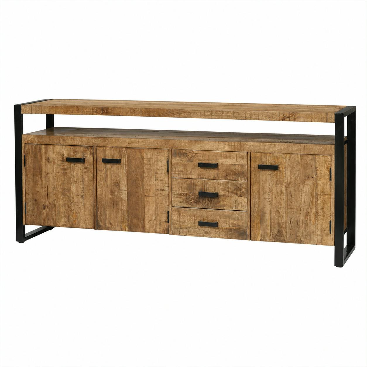 Buffet bois métal 3 portes double plateau KARGO