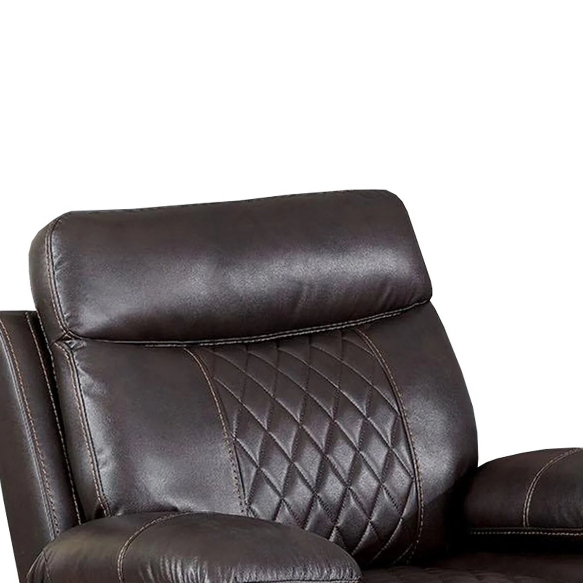 Leatherette Glider Recliner Chair with Diamond Stitching Pattern, Brown