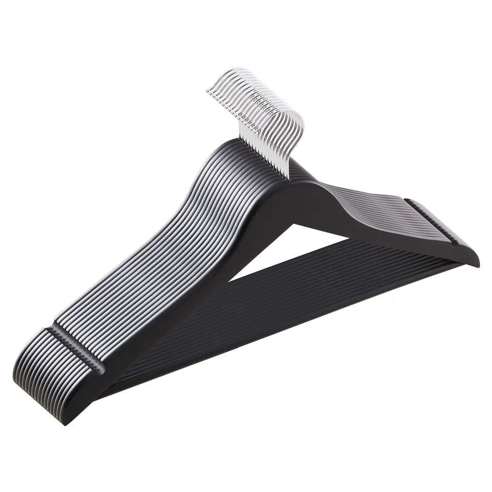 20 stuks Massief Houten Kledinghangers - Esdoorn Hout - Glad Oppervlak - Zwart