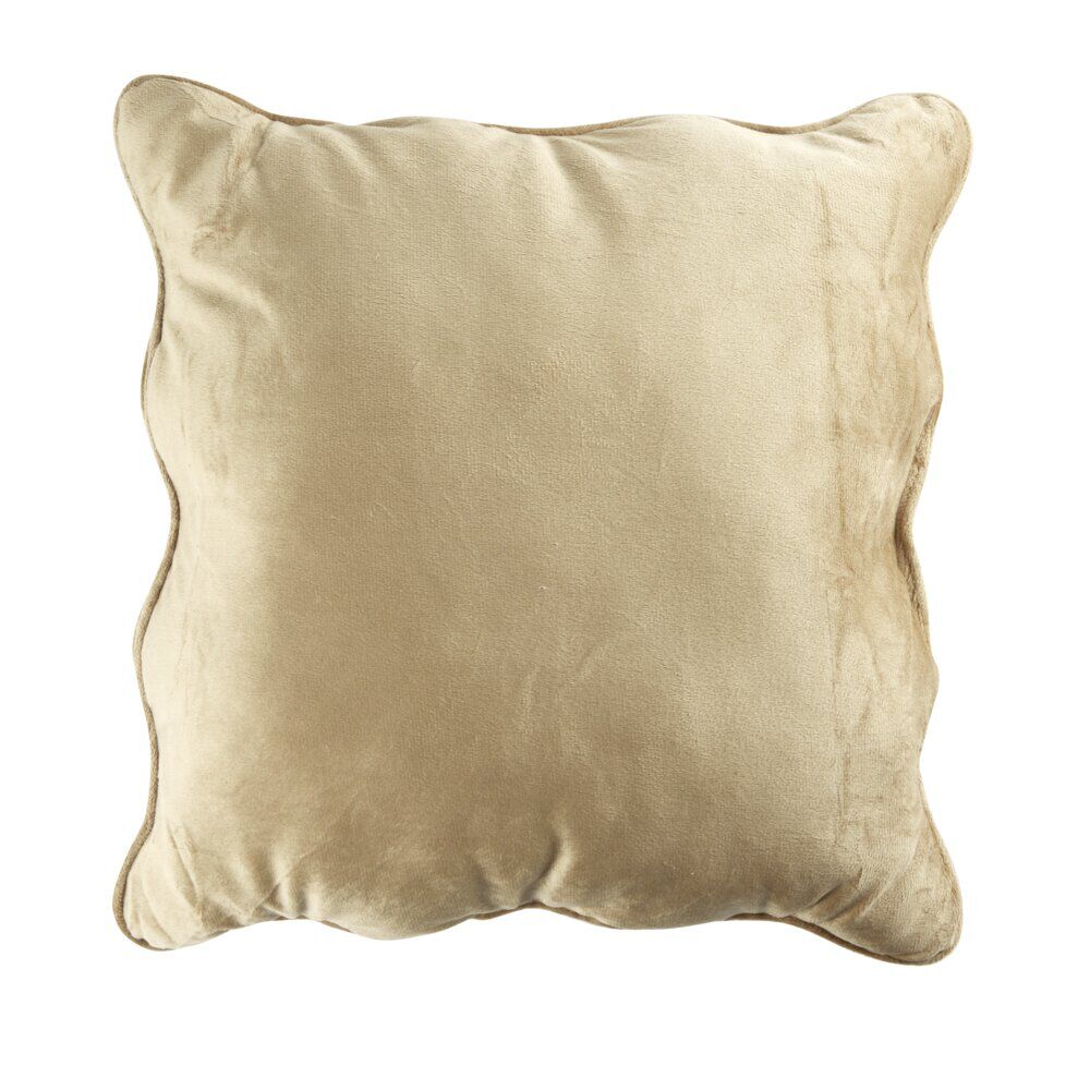 Coussin carré velours bords vague taupe 40x40cm
