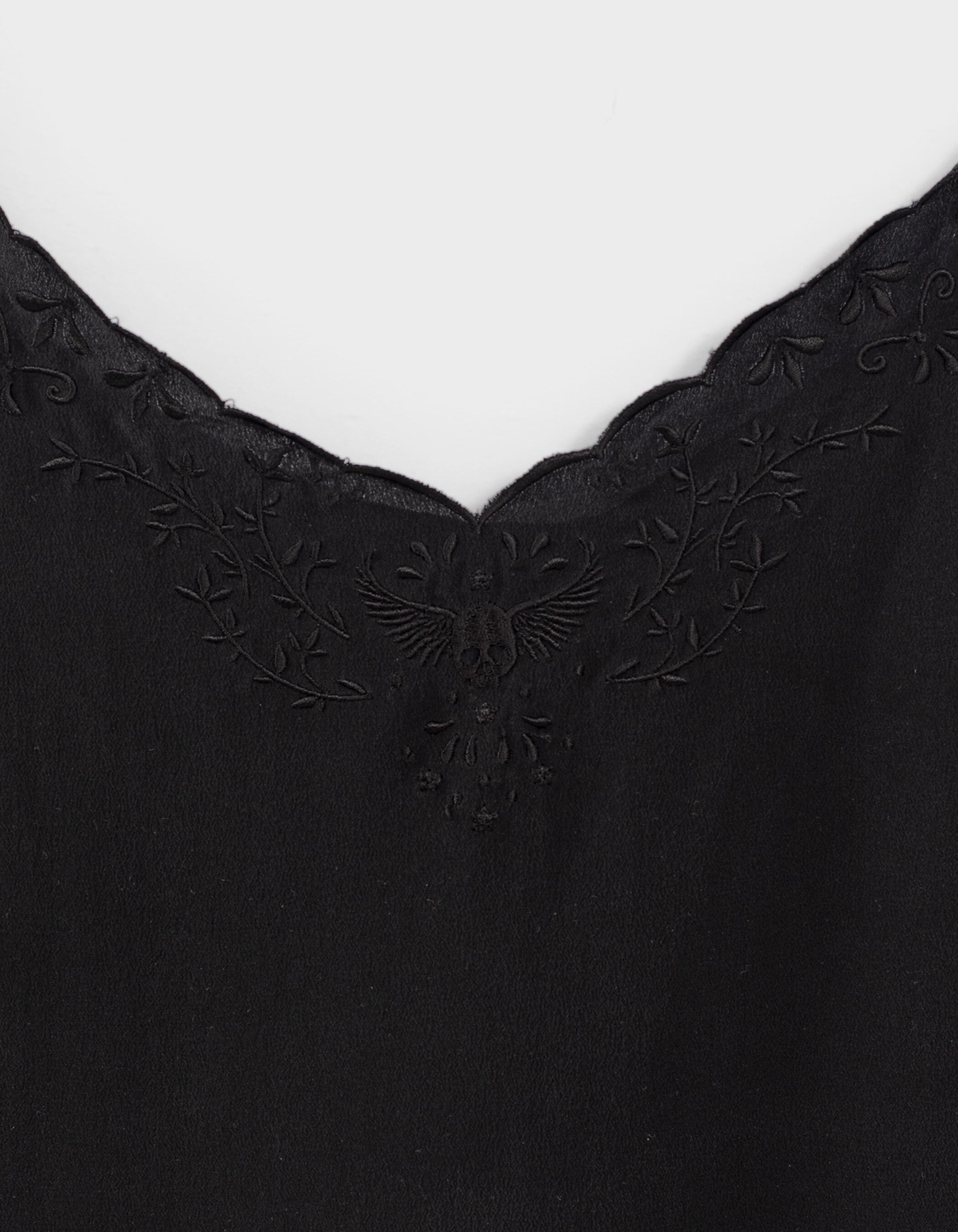 Top fines bretelles noir broderies esprit lingerie Femme
