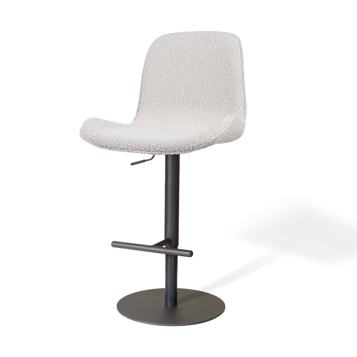 Nolon Niva-Fé tulp barkruk bouclé beige - verstelbaar - zwarte poten
