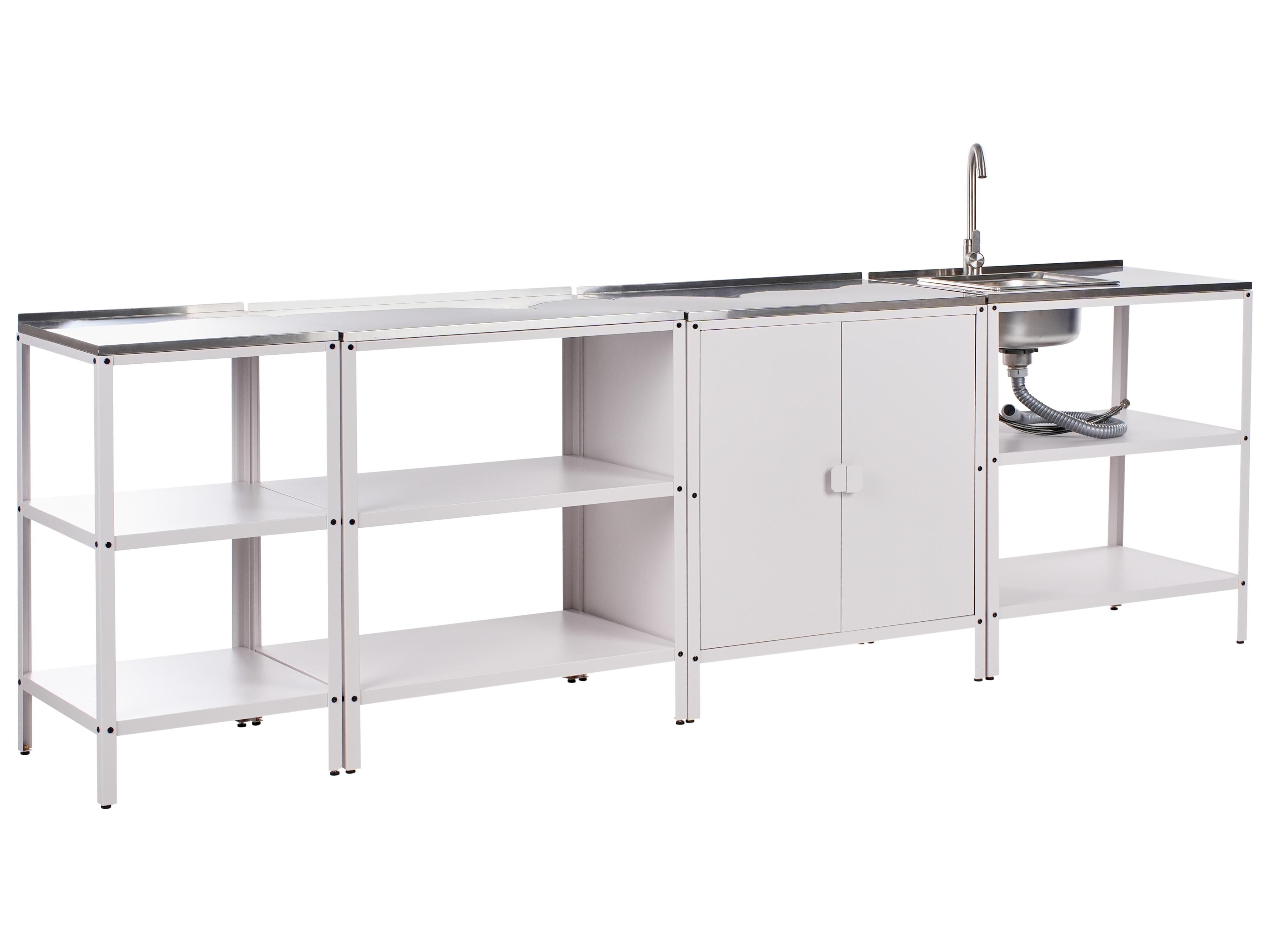 4 Piece Outdoor Kitchen Set with Sink VILAMA Metal White